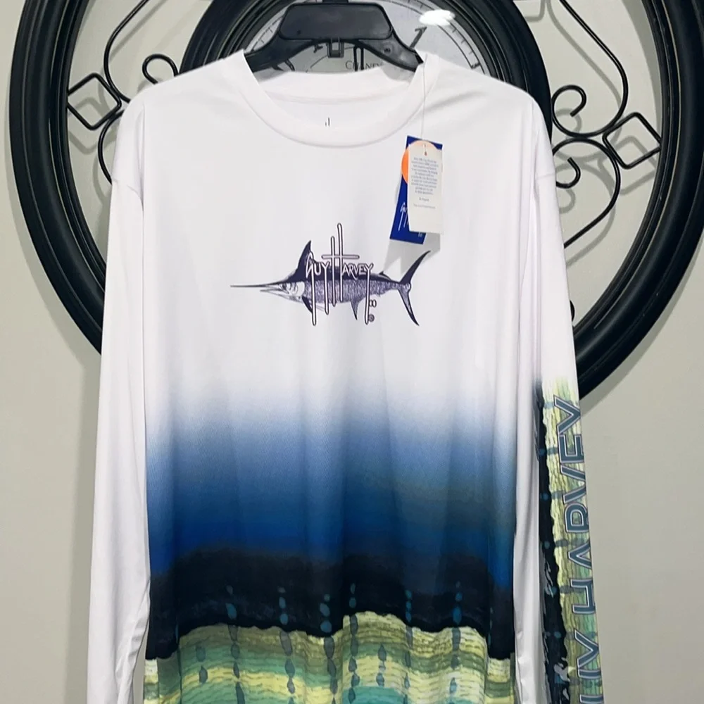Guy Harvey NWT Men’s Marlin UPF Sun Performance long sleeve shirt size large - Picture 3 of 12
